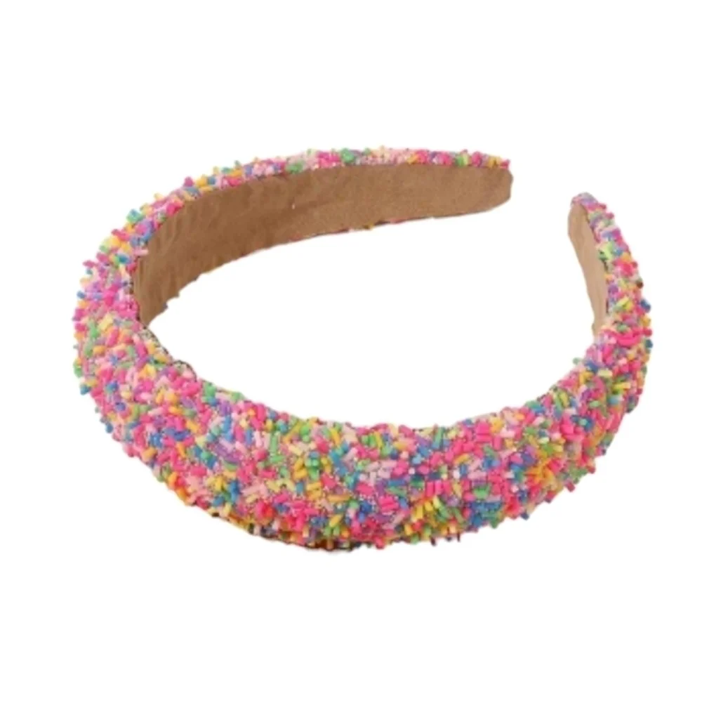 Sponge confetti wide pink multi color headband hair accessories